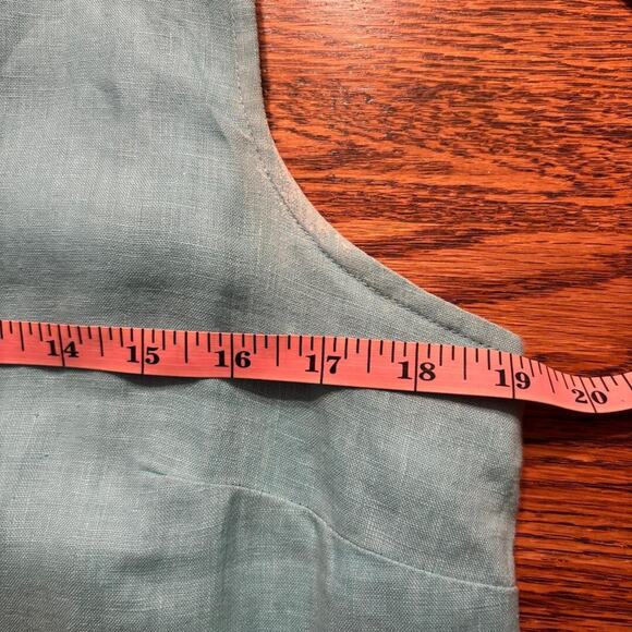 Finley 100% Linen Blue Sleeveless Shift Midi Dress Size S Layered Made in USA - Picture 6 of 10